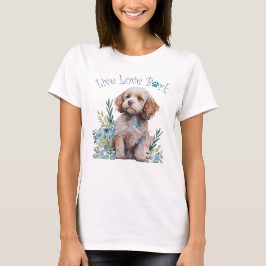 Cockapoo Hondenmoeder Bloemen T-shirt (Voorkant)