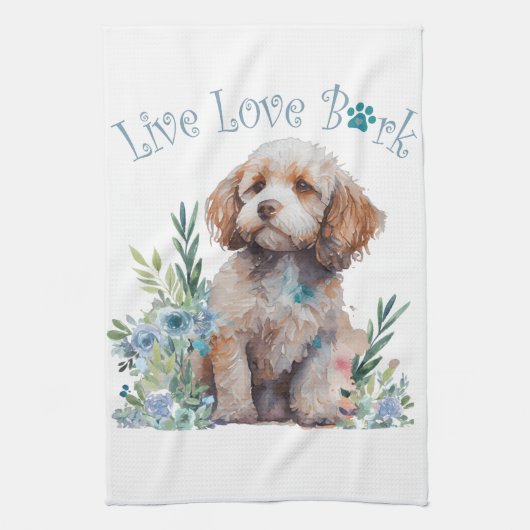 Cockapoo Hondenmoeder Bloemen Theedoek (Verticaal)