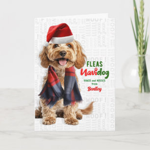 Cockapoo hondenras grappige vlooien Navidog met na Feestdagen Kaart