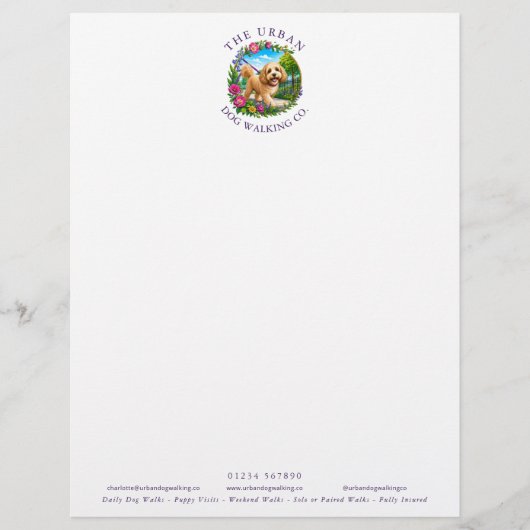Cockapoo Hondenuitlater Aangepast Logo Briefpapier Briefhoofd (Voorkant)
