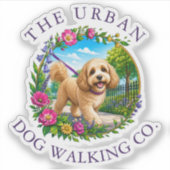 Cockapoo hondenwandel dagopvang vinyl sticker (Voorkant)