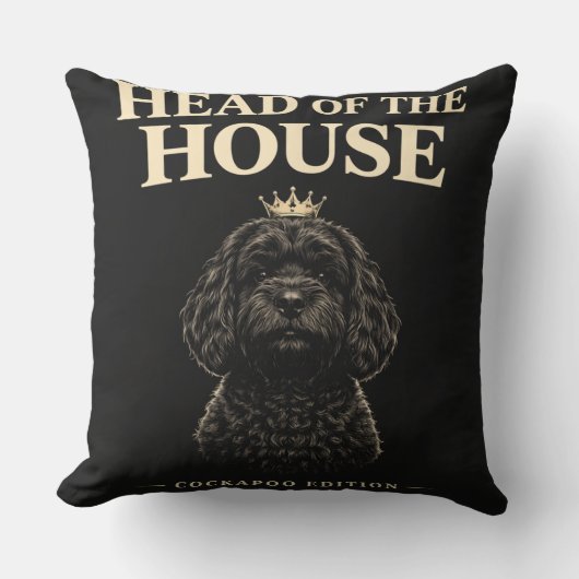 Cockapoo Hoofd van het Huis Cadeau | Grappige Hond Kussen (Voorkant)