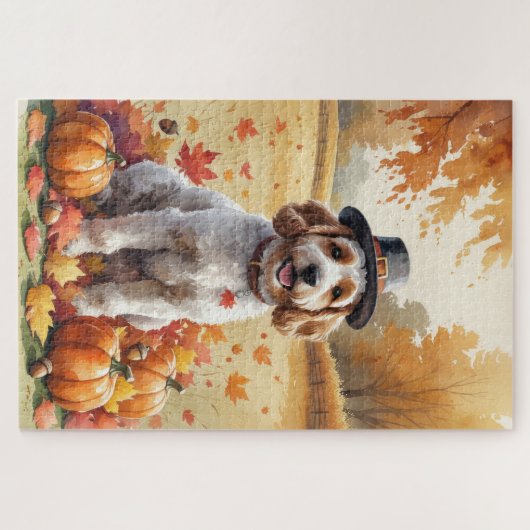 Cockapoo in Autumn verlaat Thanksgiving Legpuzzel (Horizontaal)