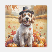 Cockapoo in Autumn verlaat Thanksgiving Magneet (Voorkant)