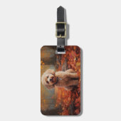 Cockapoo in de herfst laat Herfst inspireren Bagagelabel (Voorkant verticaal)