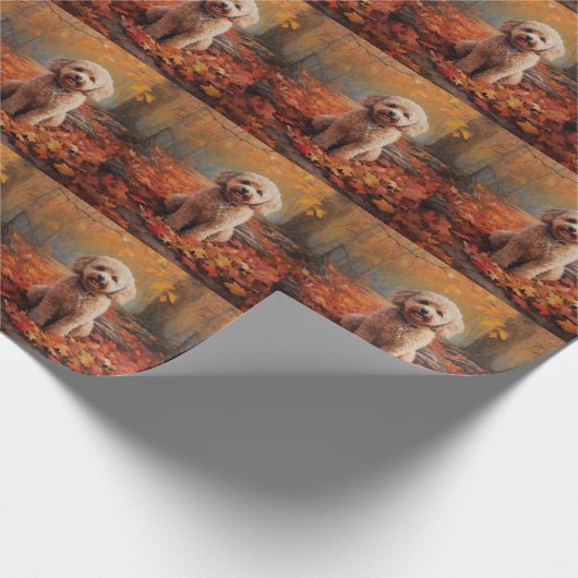 Cockapoo in de herfst laat Herfst inspireren Cadeaupapier (Hoek)