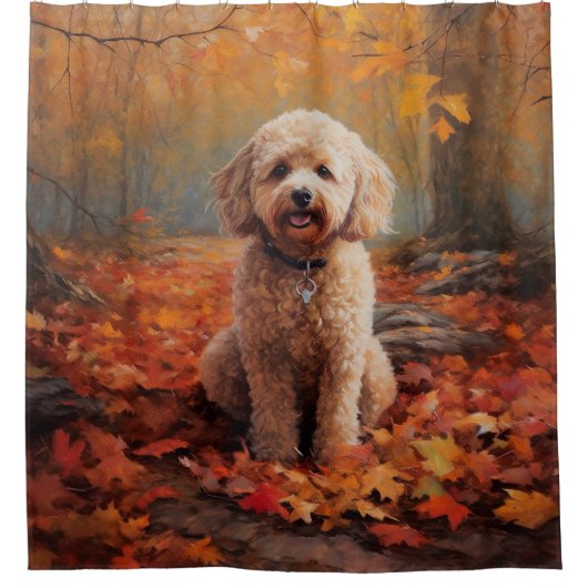 Cockapoo in de herfst laat Herfst inspireren Douchegordijn (Voorkant)
