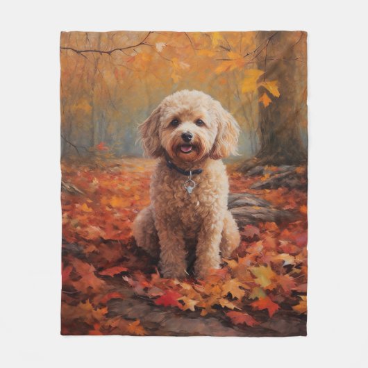 Cockapoo in de herfst laat Herfst inspireren Fleece Deken (Voorkant)