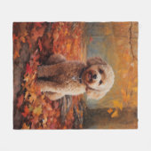 Cockapoo in de herfst laat Herfst inspireren Fleece Deken (Voorkant (Horizontaal))