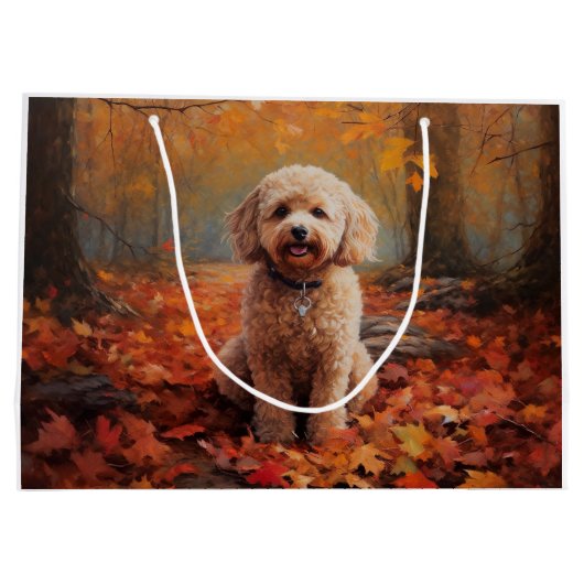 Cockapoo in de herfst laat Herfst inspireren Groot Cadeauzakje (Achterkant)