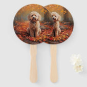 Cockapoo in de herfst laat Herfst inspireren Handwaaier (Voorkant en achterkant)