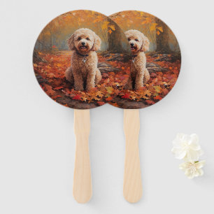 Cockapoo in de herfst laat Herfst inspireren Handwaaier