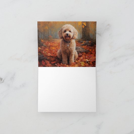 Cockapoo in de herfst laat Herfst inspireren Kaart (Binnen)