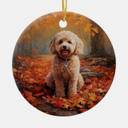 Cockapoo in de herfst laat Herfst inspireren Keramisch Ornament (Voorkant)