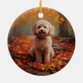Cockapoo in de herfst laat Herfst inspireren Keramisch Ornament (Achterkant)