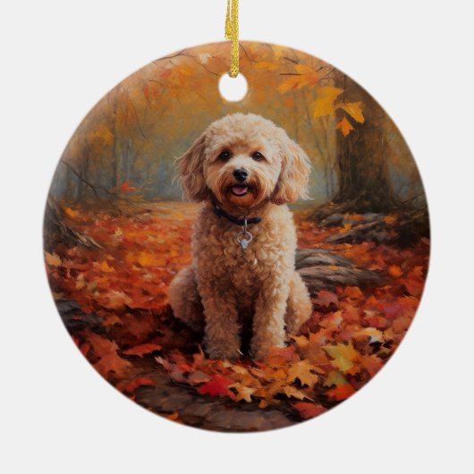 Cockapoo in de herfst laat Herfst inspireren Keramisch Ornament (Achterkant)