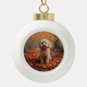 Cockapoo in de herfst laat Herfst inspireren Keramische Bal Ornament (Voorkant)
