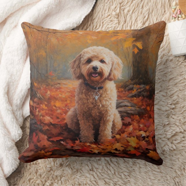 Cockapoo in de herfst laat Herfst inspireren Kussen (Deken)