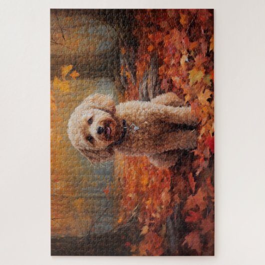 Cockapoo in de herfst laat Herfst inspireren Legpuzzel (Verticaal)