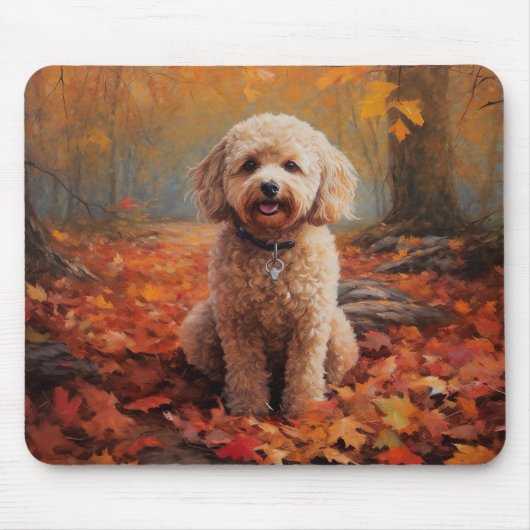 Cockapoo in de herfst laat Herfst inspireren Muismat (Voorkant)