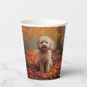 Cockapoo in de herfst laat Herfst inspireren Papieren Bekers (Achterkant)