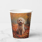 Cockapoo in de herfst laat Herfst inspireren Papieren Bekers (Voorkant)