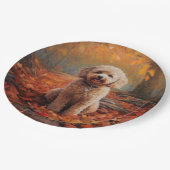 Cockapoo in de herfst laat Herfst inspireren Papieren Bordje (Gekanteld)