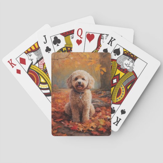 Cockapoo in de herfst laat Herfst inspireren Pokerkaarten (Achterkant)
