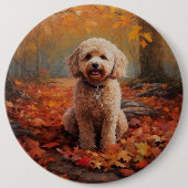 Cockapoo in de herfst laat Herfst inspireren Ronde Button 6,0 Cm (Voorkant)