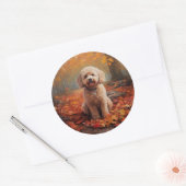 Cockapoo in de herfst laat Herfst inspireren Ronde Sticker (Envelop)