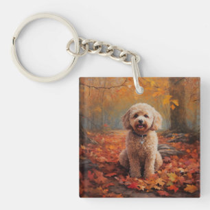Cockapoo in de herfst laat Herfst inspireren Sleutelhanger
