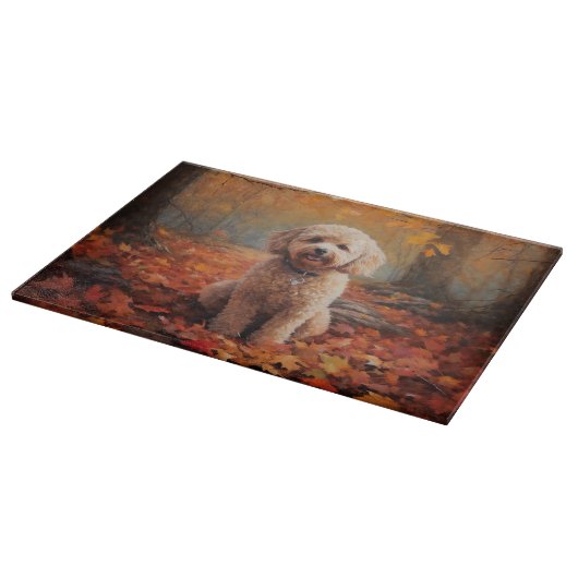 Cockapoo in de herfst laat Herfst inspireren Snijplank (Hoek)