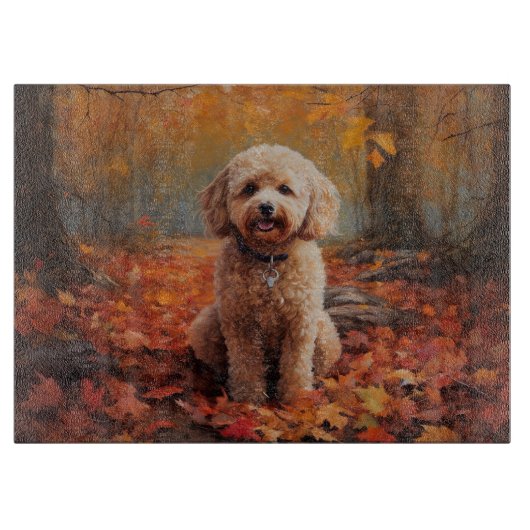 Cockapoo in de herfst laat Herfst inspireren Snijplank (Voorkant)