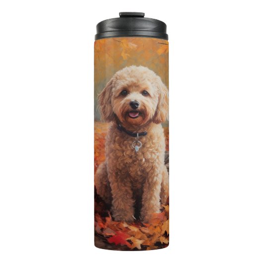 Cockapoo in de herfst laat Herfst inspireren Thermosbeker (Voorkant)