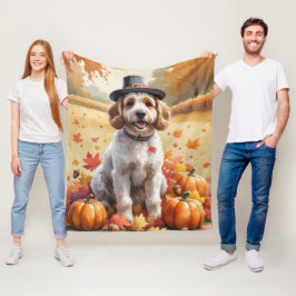 Cockapoo in herfstbladeren Thanksgiving Kunst Fleece Deken