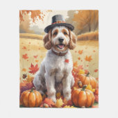 Cockapoo in herfstbladeren Thanksgiving Kunst Fleece Deken (Voorkant)