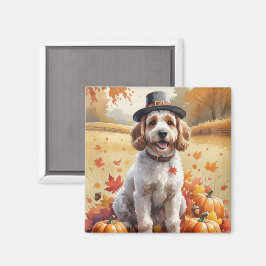 Cockapoo in herfstbladeren Thanksgiving Kunst Magneet
