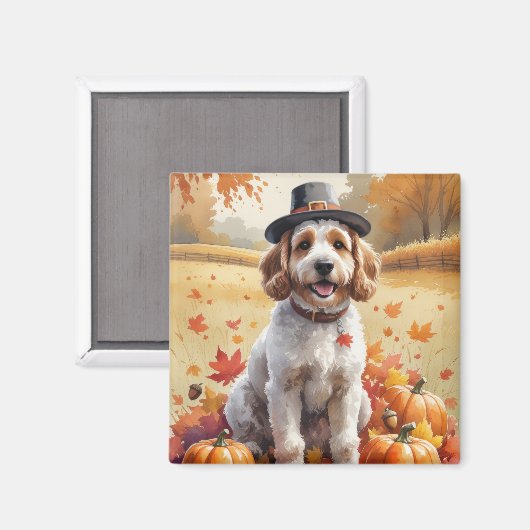 Cockapoo in herfstbladeren Thanksgiving Kunst Magneet (Voorkant / Achterkant)