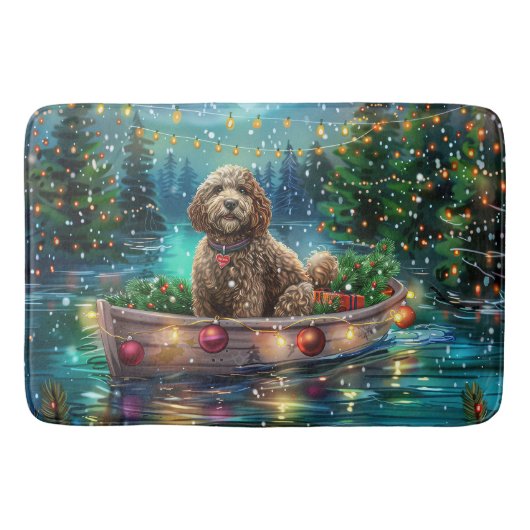 Cockapoo Kerst Feestelijke Reis Badmat (Voorkant)