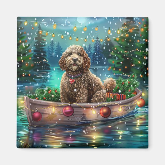 Cockapoo Kerst Feestelijke Reis Magneet (Voorkant)
