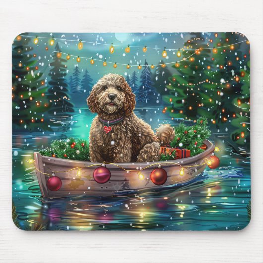 Cockapoo Kerst Feestelijke Reis Muismat (Voorkant)