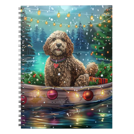 Cockapoo Kerst Feestelijke Reis Notitieboek (Voorkant)