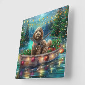 Cockapoo Kerst Feestelijke Reis Vierkante Klok (Hoek)