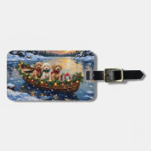 Cockapoo Kerstboot Vakantie Bagagelabel (Voorkant horizontaal)
