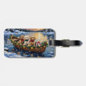 Cockapoo Kerstboot Vakantie Bagagelabel (Achterkant horizontaal)