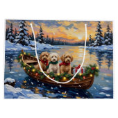 Cockapoo Kerstboot Vakantie Groot Cadeauzakje (Achterkant)