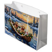Cockapoo Kerstboot Vakantie Groot Cadeauzakje (Achterkant Gekanteld)