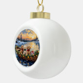 Cockapoo Kerstboot Vakantie Keramische Bal Ornament (Rechts)