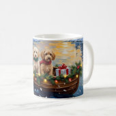 Cockapoo Kerstboot Vakantie Koffiemok (Voorkant rechts)