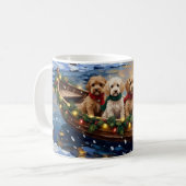 Cockapoo Kerstboot Vakantie Koffiemok (Voorkant links)
